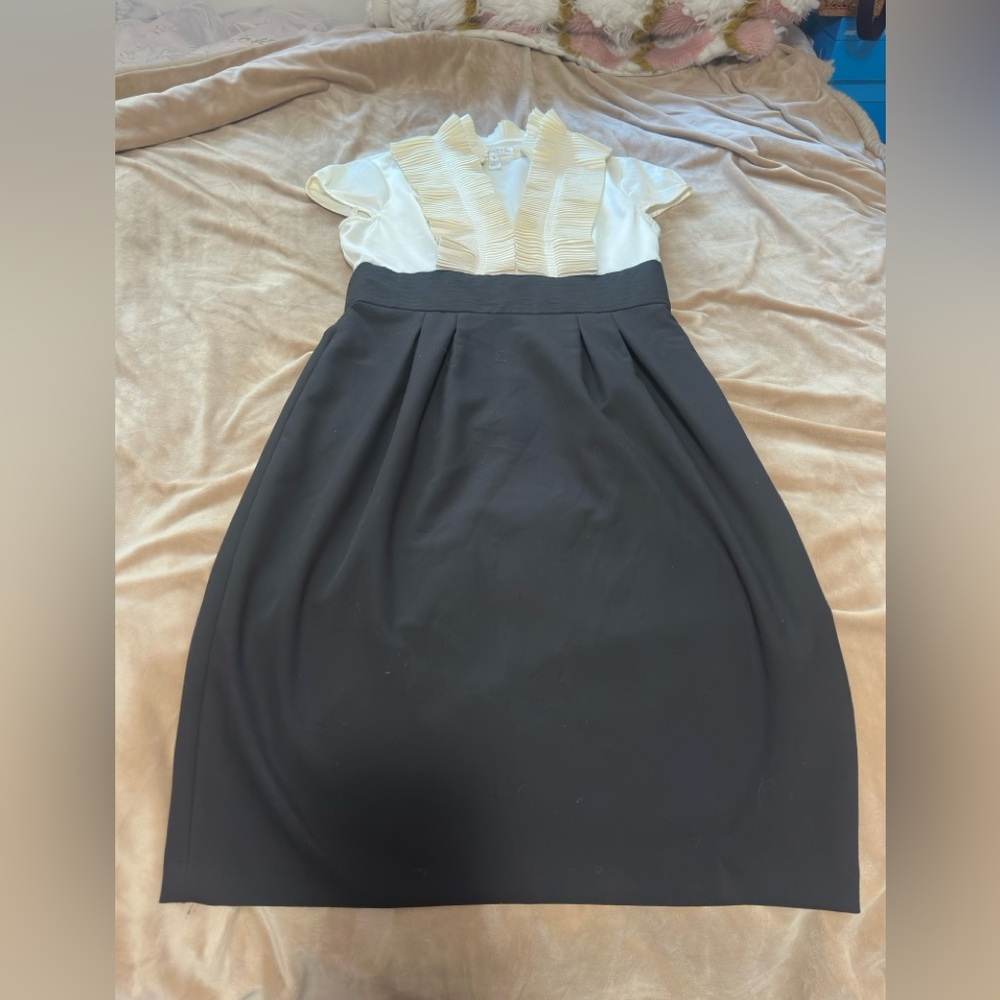 London Times Black A-Line Tuxedo Dress 4